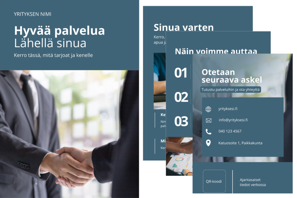 Esitepohja asiantuntija- ja yrityspalveluihin – Canva-pohja ja käyttöopas
